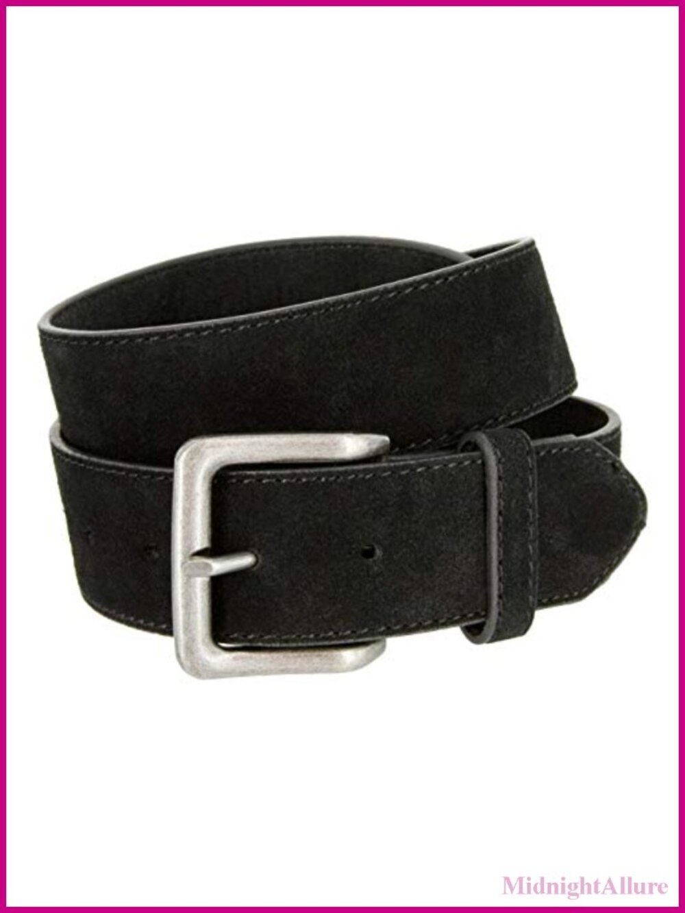 Genuine Suede Leather Belt Antique Silver Buckle Interchangeable Casual Jean